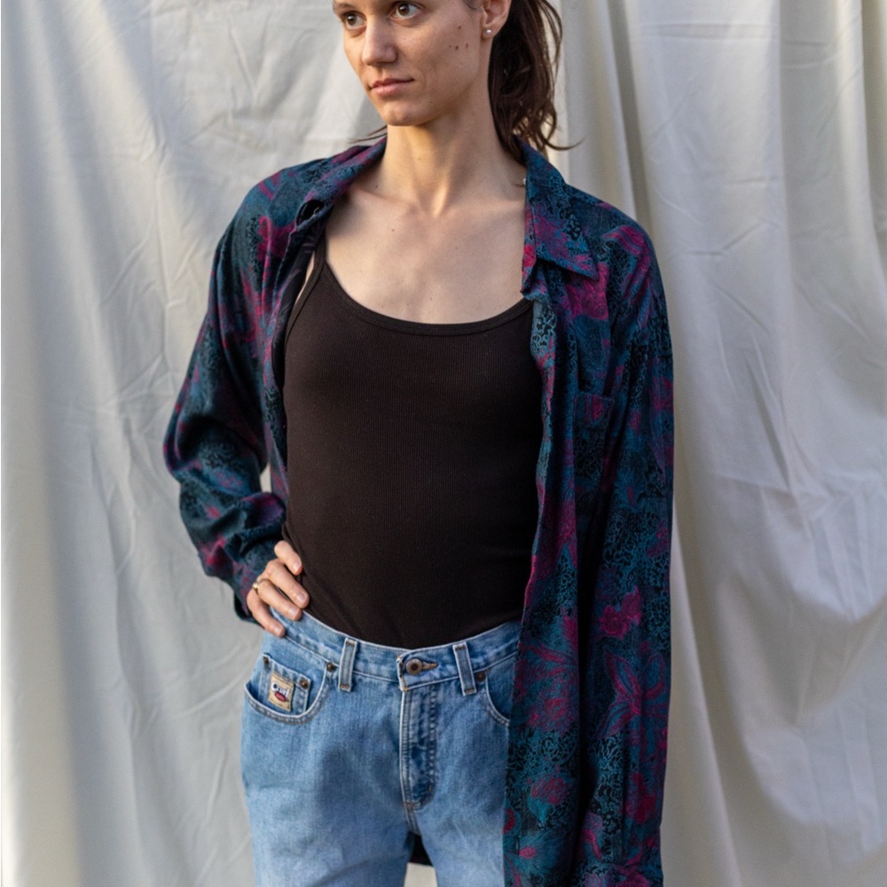 1980s oversized Patterned button up